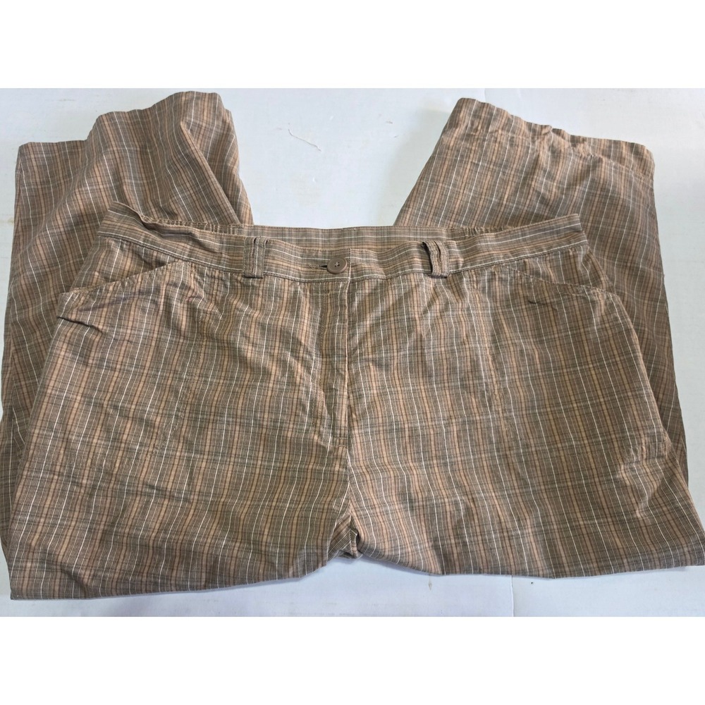 White Stag Womens Plus 20W Mesquite Tan Plaid Cotton Capri Pants WS725367